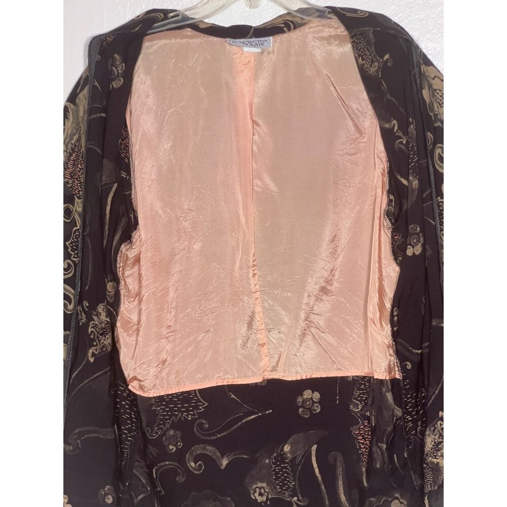 Kensington Square SMALL Black Floral Rayon Blazer Jacket Pockets VTG Career Y2K - Picture 10 of 16